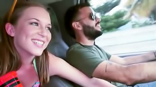 Beautiful gal gets rammed in the car