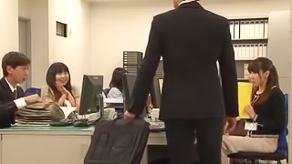 Hot Japanese with Big Boobs Pleasing Her Boss's Cock in the Office