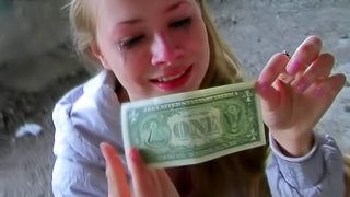 Sexy blonde fucks for cash